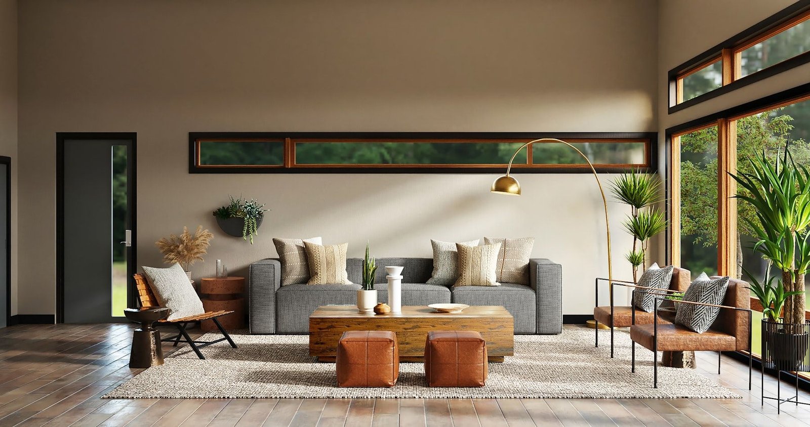 A bright, staged living room